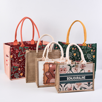 Dobra cena. Osobiste naturalne płótno Drukowane worki z jutą Borlap Tote Bag w Internecie