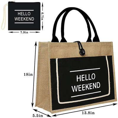 Dobra cena. Drukowane zakupy Jute Tote Bags Organic Burlap Beach Bag w sieci