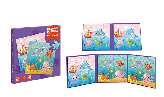 Magnetyczne Przedszkolne Zabawki Edukacyjne Zwierzęta Morskie Puzzle dla 3-latków +