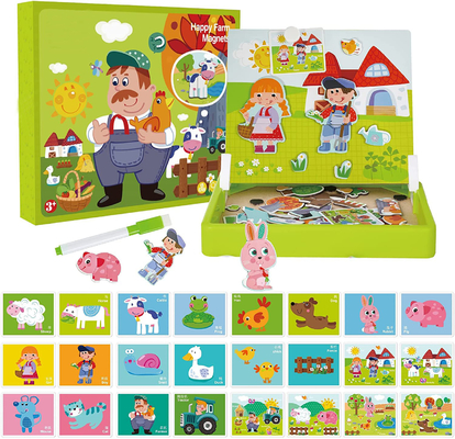 Zastosowane dziecięce drewno Magnetyczne Puzzles Puzzles do nauki zabawki dla 4-latków 65 sztuk
