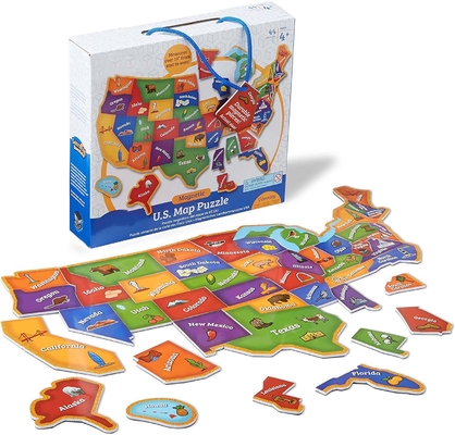 44 sztuk Magnetyczna mapa USA Puzzle Zabawna geografia dla dzieci w wieku 4+